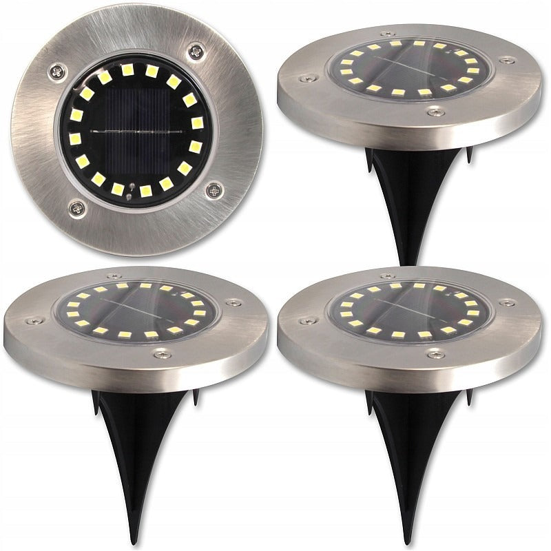 Solar 16 LED grondspot - 1,2 Watt - koud wit - schemersensor - set 4 stuks Solar 16 LED grondspot - 1,2 Watt - koud wit - schemersensor - set 4 stuks